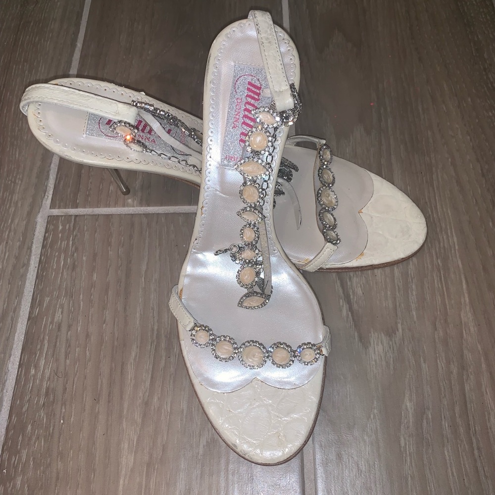 Mauri Ladies Cream Leather Stiletto
